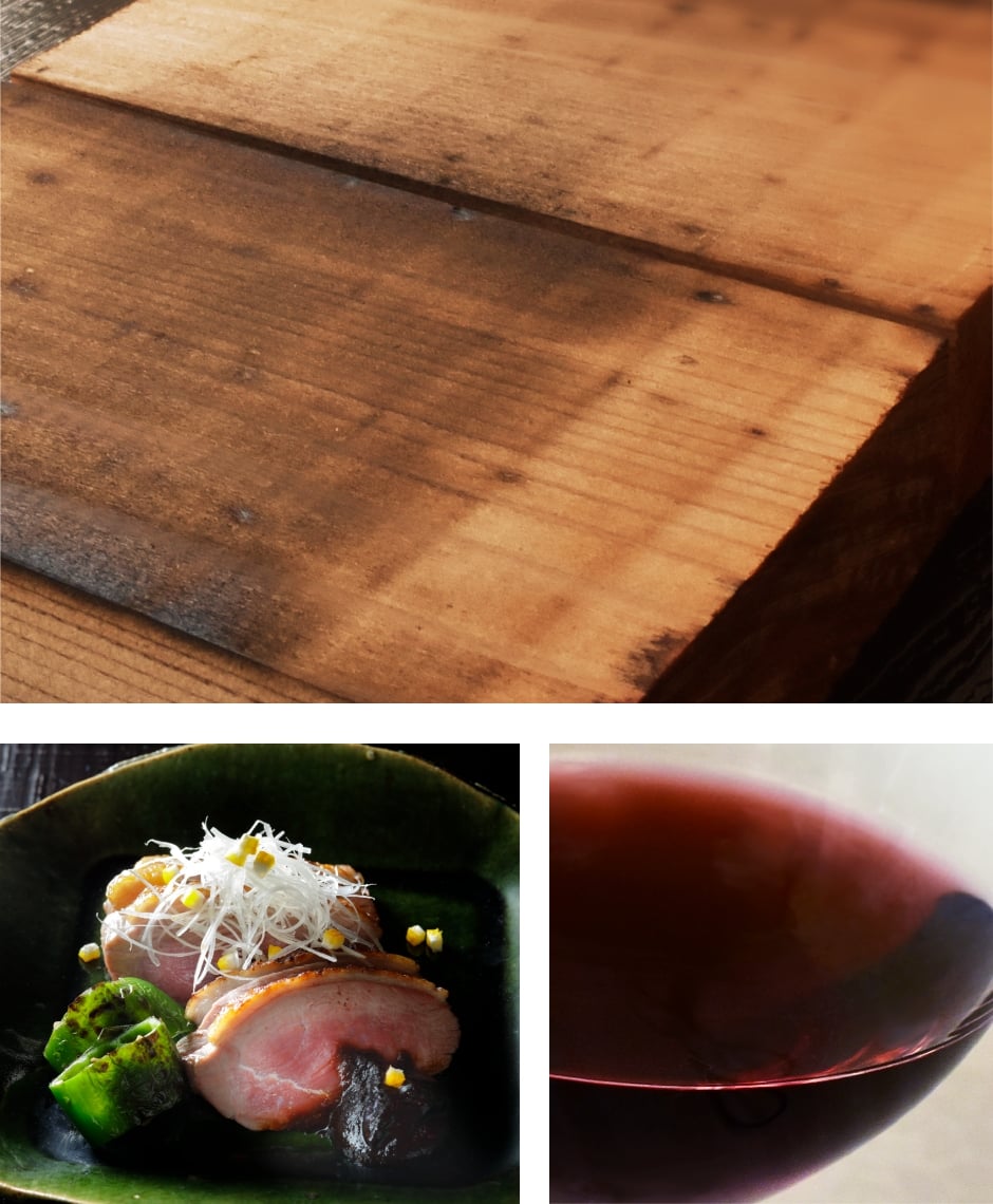 杉板を炙る。 年輪のような深み。